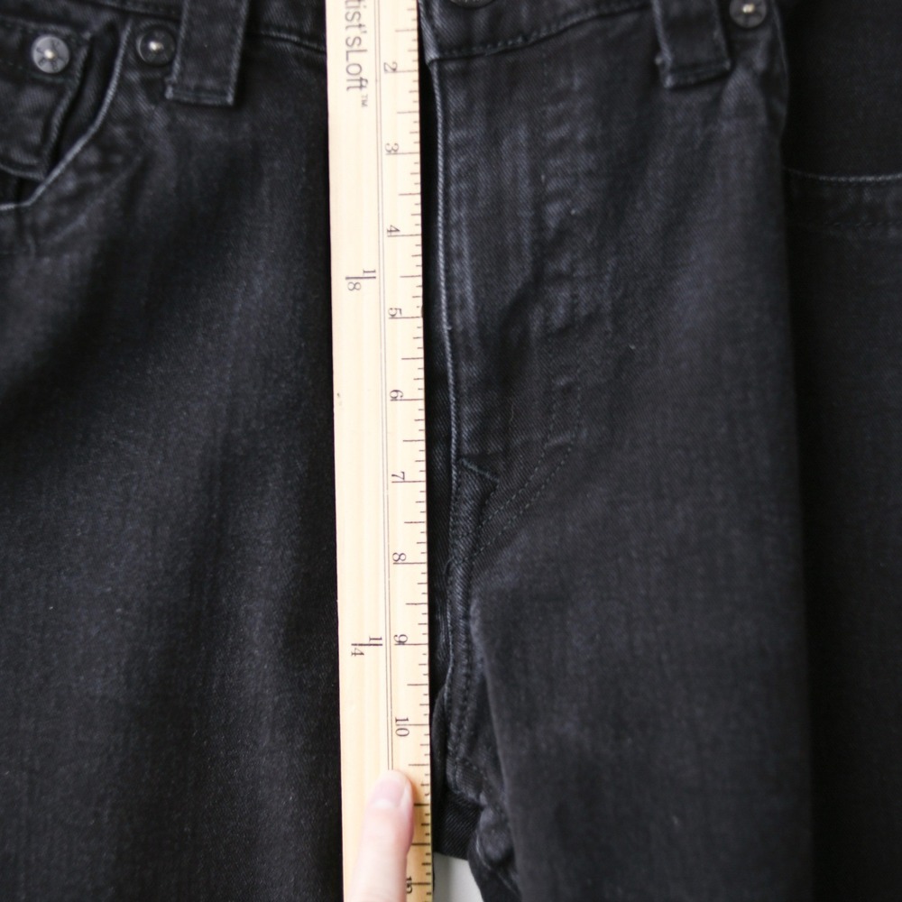 True Religion Ricky Relaxed Straight Jeans Mens 36‎ Black Flap Pocket Stretch - Picture 8 of 11